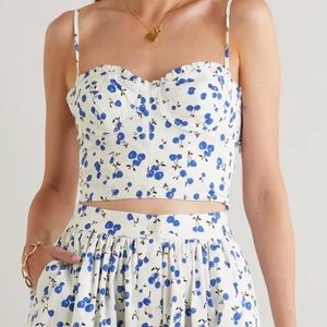 HVN
Convertible printed cotton-blend poplin bustier top